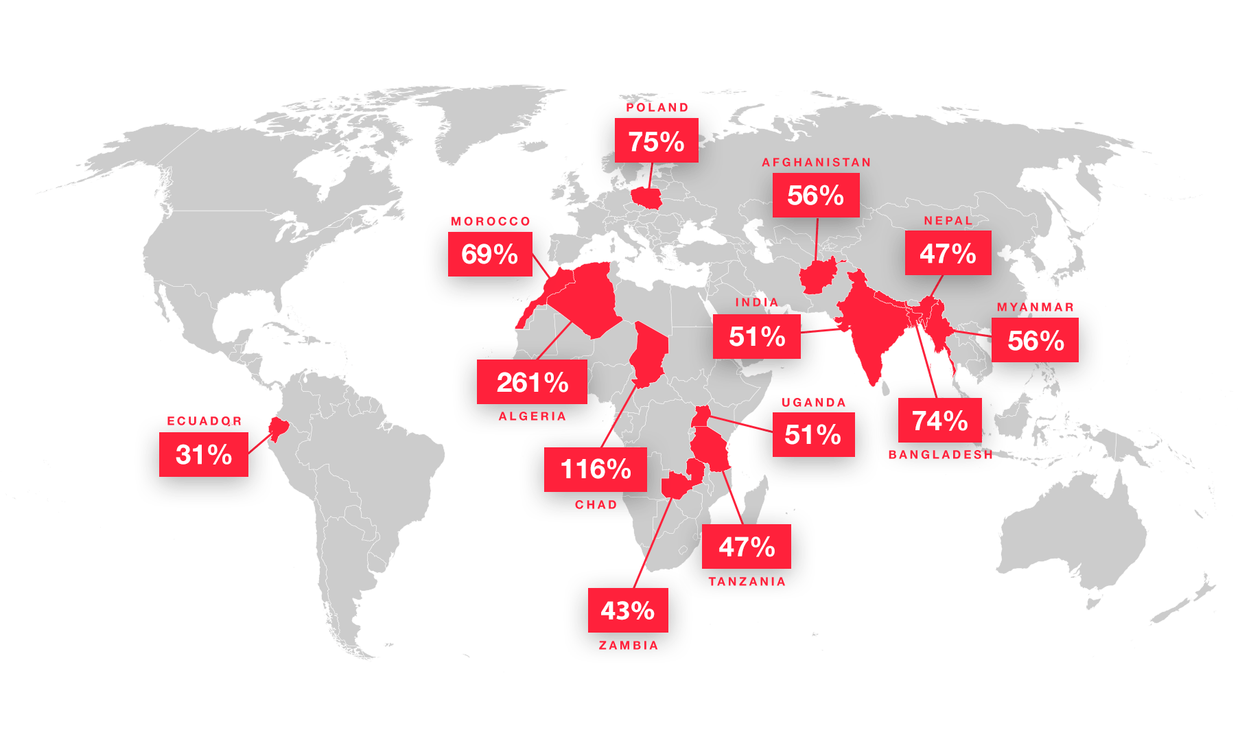 Bible engagement map with increases by country